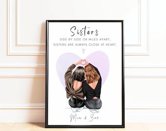 Personalised Gift For Sister Custom Sisters Print Birthday Gift for Sister Sisters Gift, Sister Christmas Gift