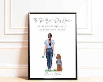 Personalised Dog Walker Gift,  Gift For Dog Walker, Dog Walker Thank You, Custom Dog Walker Female Print