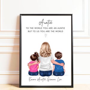 Aunty Gifts From Niece, Christmas Auntie GiftsGift for Auntie, Personalised Auntie and Nephew Print, Auntie Birthday Gift, Present for Aunty