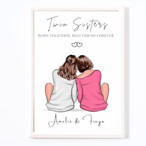 Twin Sister Gifts, Personalised Twin Sister Print, Twins Gift, Twins Girls Print, Birthday Gift for Twins, Christmas Gift For Twin Sister
