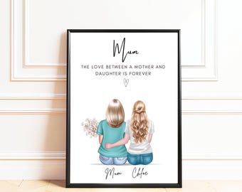 Personalised Mother and Daughters Print, Birthday gift for Mom, Mum Gifts, Christmas Gifts for Mum,  Mothers Day Gift