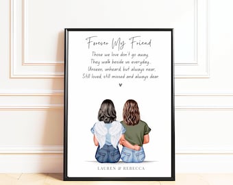 Friend Memorial Print, Personalised Loss Of Friend Gift, In Loving Memory Best Friend, Sympathy Bereavement Art