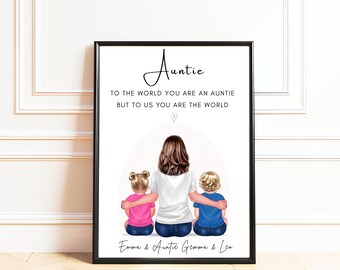 Aunty Gifts From Niece,  Personalised Auntie and Nephew Print, Auntie Birthday Gift, Present for Aunty