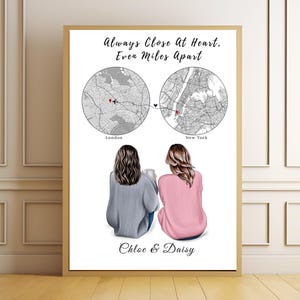 Personalisierte Fern Bester Freund Druck, Individuelle Karte Geschenk für Sie, immer im Herzen geschlossen, Freundschaft Geschenk, digitale Fern Kunst