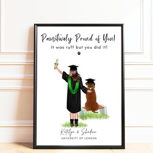 Dog Mum Graduation Gift, Custom Graduate Portrait with Dog, Custom Personalized Graduation Illustration, Outdoor Celebration Keepsake