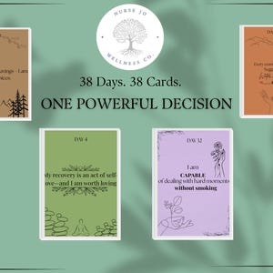 Baraja de cartas con afirmaciones para dejar de fumar en 35 días / Motivación diaria para recuperarse del tabaquismo y el vapeo