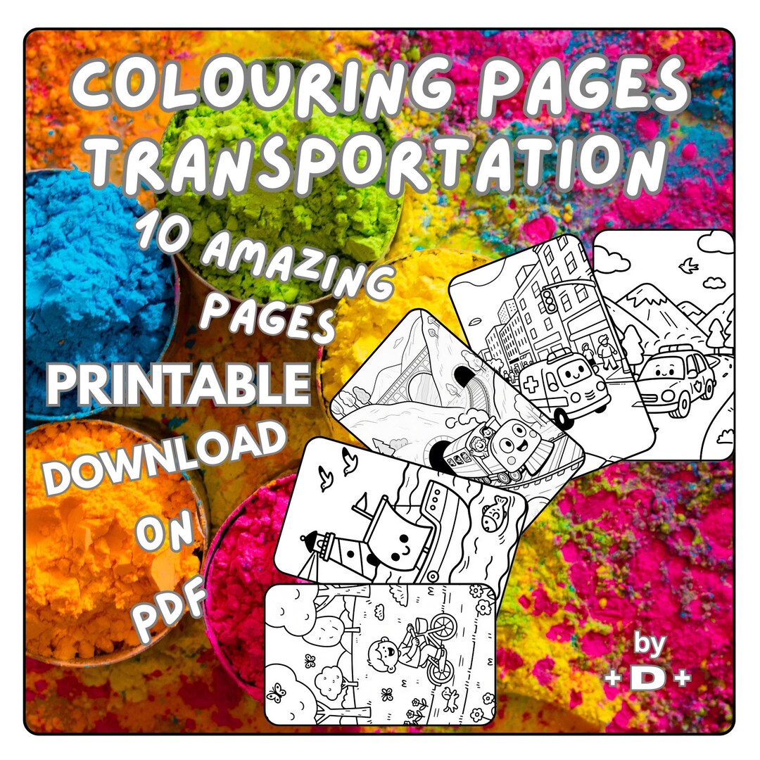 Transportation Printable Colouring Pages for Kids 10 Pages on PDF - Etsy