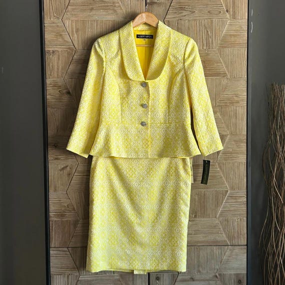 NWT Albert Nipon Women's Size 8 Yellow Floral Jac… - image 2