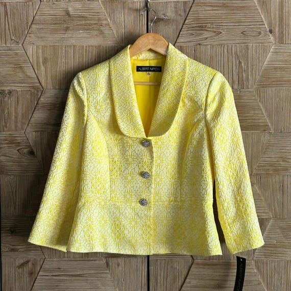 NWT Albert Nipon Women's Size 8 Yellow Floral Jac… - image 3