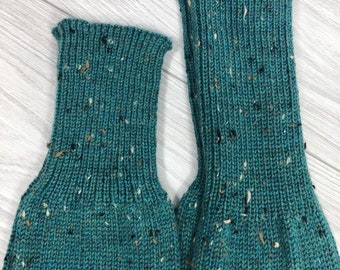 2 Lengths Knitted Adult Leg Warmers, Seafoam Tweed Wool Leg Warmers, Knitted Wool Leg Warmers, 18 in/45 cm high or 23 in/58cm. Merino Tweed