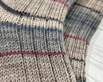 Knit Socks, Warm Wool Socks, Large Size, Great Foot Warmers, Striped Socks, Long Socks. Absorbent Winter Socks. Ski Socks, Skating Socks