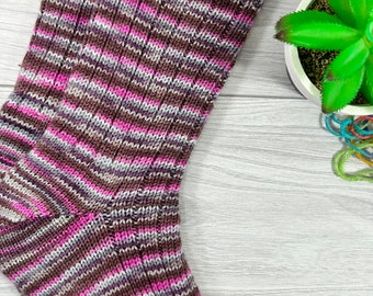 Wool Socks, Knit Socks, Small Size Socks, Gift Socks, Comfy, Striped, Long Socks, Winter Socks, Spring Socks, Mid Calf, Skating, Skiing