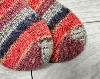 Knitted Warm Wool Socks, Medium Size, Great Foot Warmers, Striped Socks, Long Socks. Absorbent Winter socks. Ski Socks, Skating Socks