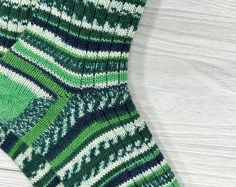 Knit Socks, Warm Wool Socks, Large Size, Great Foot Warmers, Striped Socks, Long Socks. Absorbent Winter Socks. Ski Socks, Skating Socks