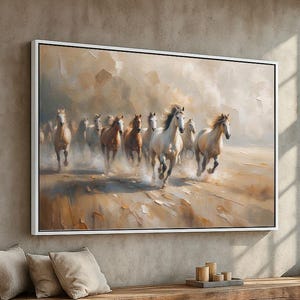 Wild Horses Running Free | Western Horse Wall Art Canvas or Poster | Rustic Desert Animal Decor for Home or Office | Ready to Hang
