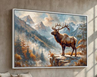 Majestic Elk Portrait | Mountain Wilderness Wall Art | Rustic Cabin & Lodge Decor | Nature Landscape Canvas or Poster | Ready to Hang