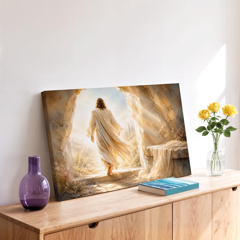 Resurrected Savior Wall Art | Jesus Leaving the Tomb Canvas | Christian ...