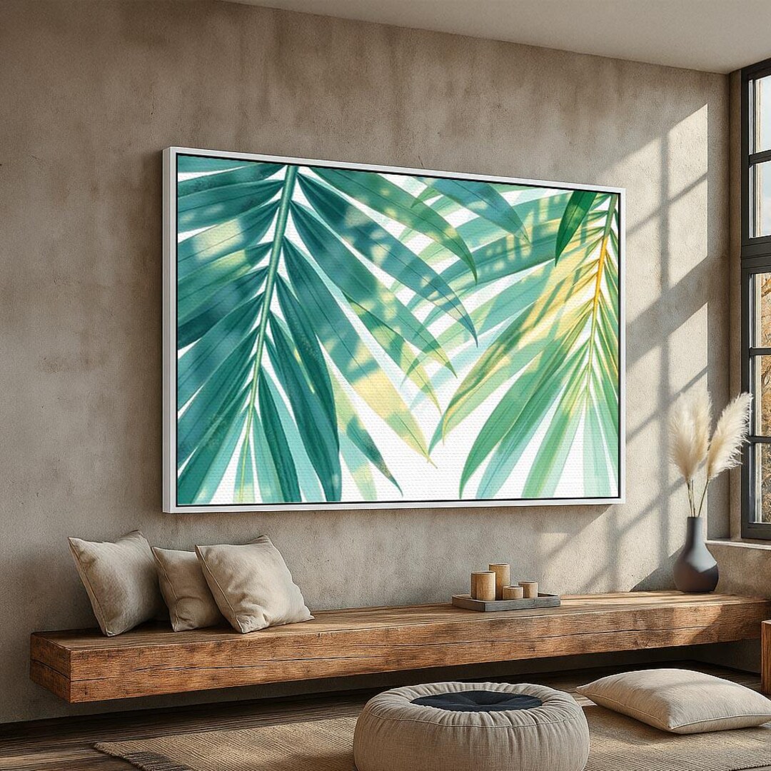 Tropical Palm Leaf Canvas Wall Art | Minimalist Botanical Print With ...
