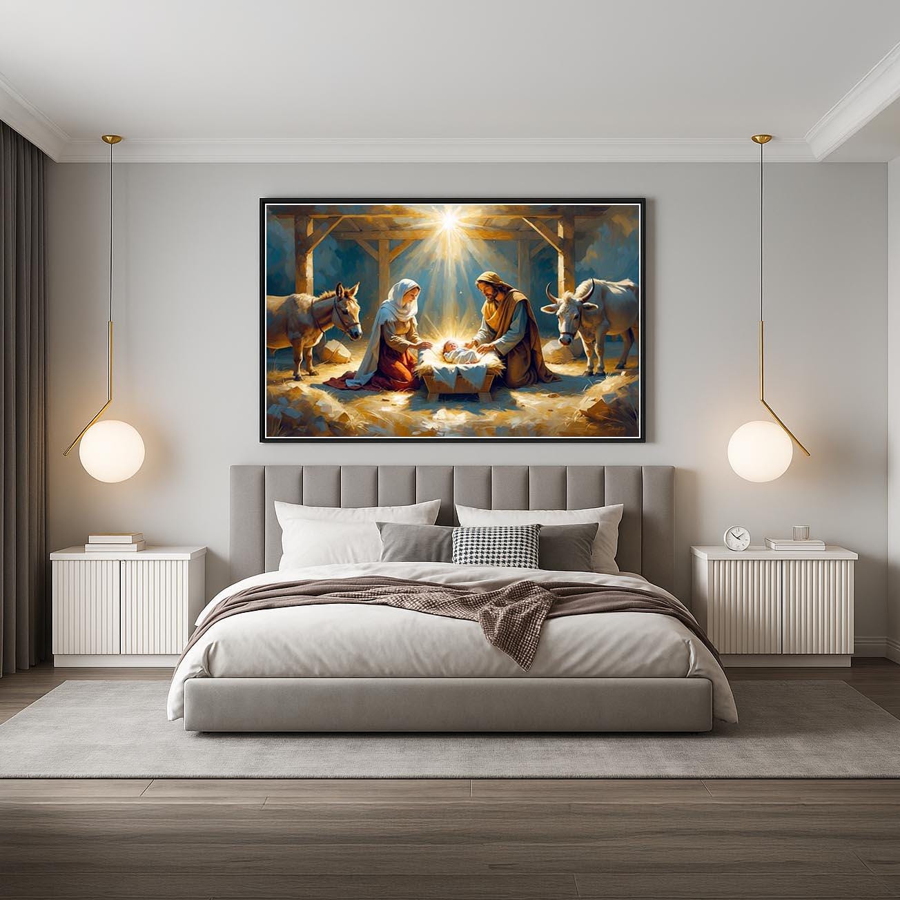 Nativity Scene Wall Art | Mary Joseph & Baby Jesus Canvas Poster ...