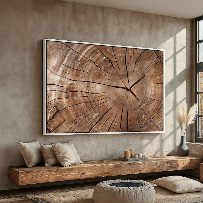 Natural Tree Ring Wall Art | Minimalist Wood Grain Canvas Poster ...