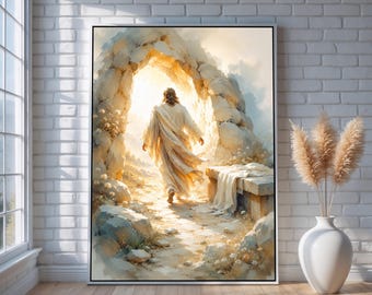 Empty Tomb Resurrection Wall Art Canvas Print | Jesus Rising Biblical Scene Decor | Christian Easter Faith Artwork