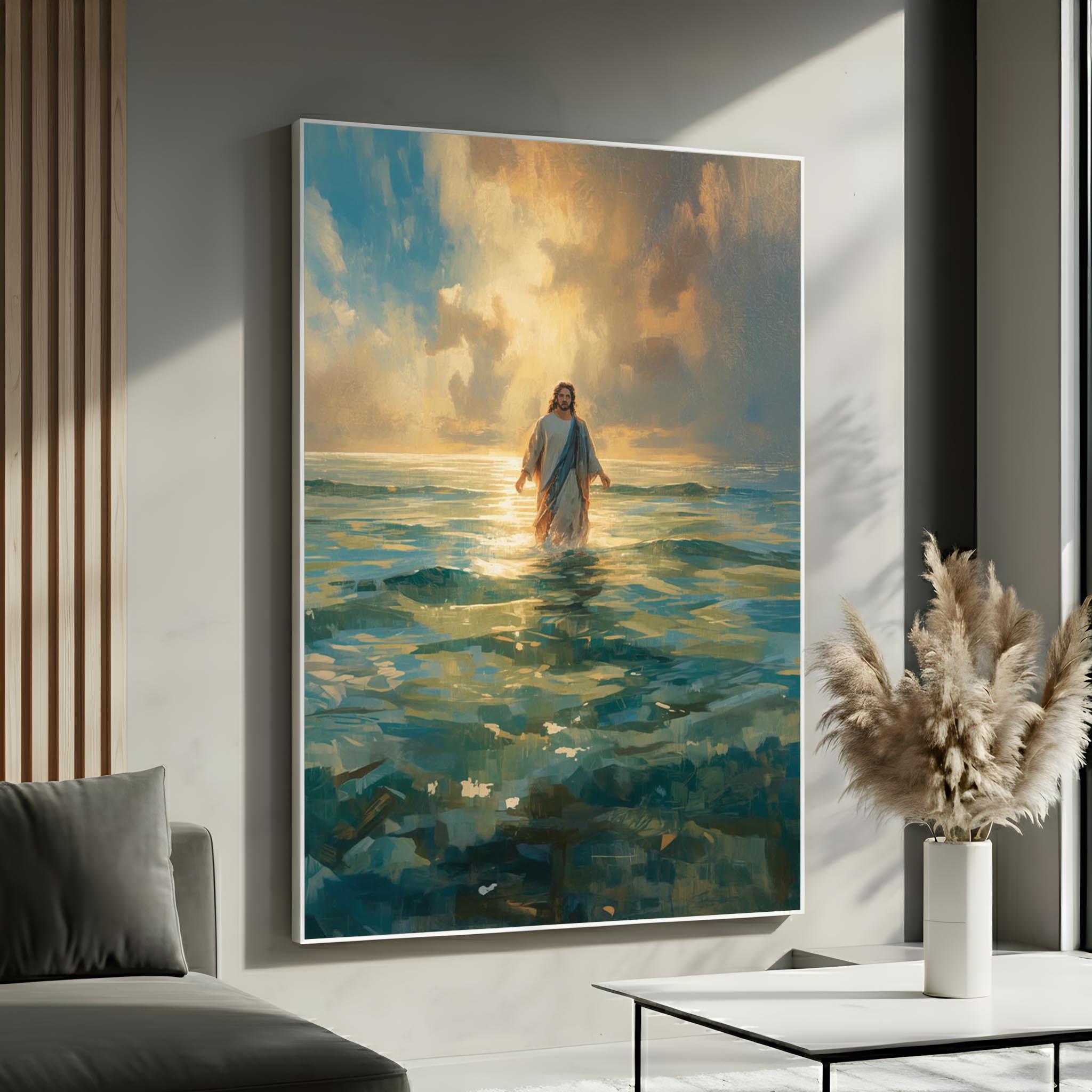 Jesus Walking on Water Canvas Wall Art | Christian Faith Artwork ...