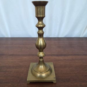 Vintage Brass Candlestick 8.5" Square Base Colonial Revival India