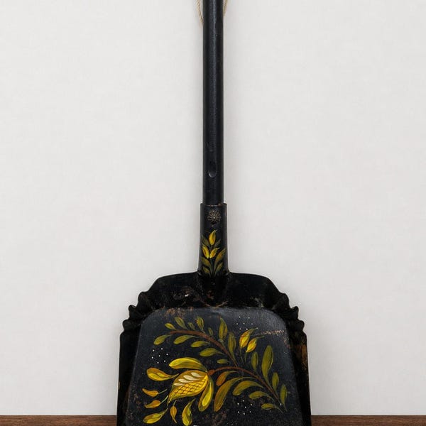 Tole Painted Fireplace Ash Shovel Folk Art Pennsylvania Dutch Hearth Tool Decor
