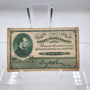 Vintage WWII State of Illinois Warrant for Military Service Dwight Green Award