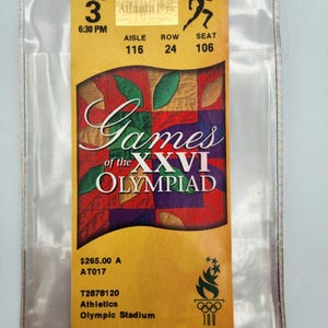 1996 Atlanta Atlanta Schein – Spiele der XXVI Olympiade 1996 – Leichtathletik im Olympia-Stadium – Olympische Memorabilie