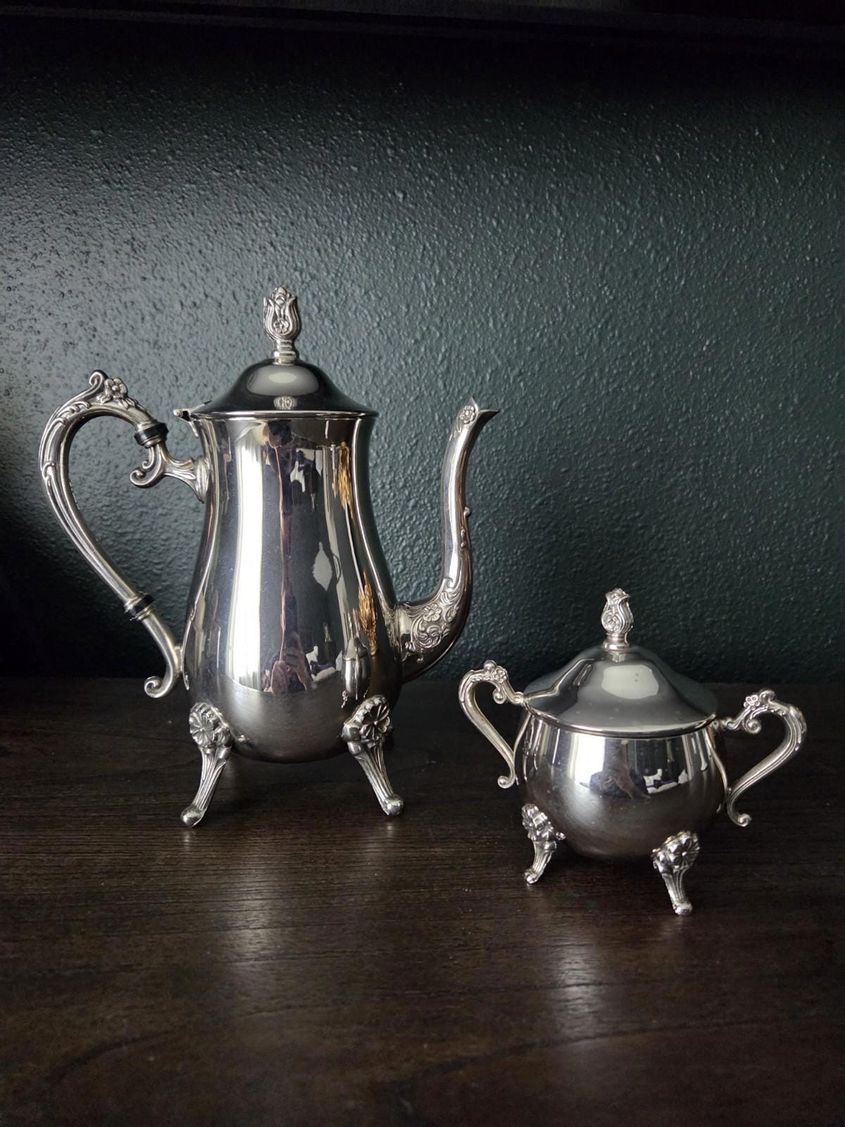 Mid-century Hudson Bay Co. Silverplate Teapot & Sugar Bowl