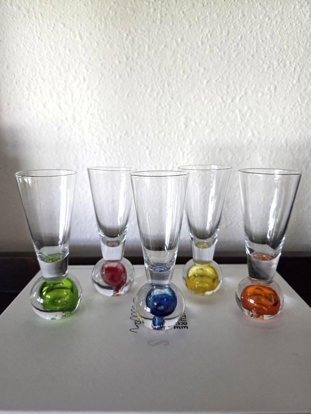 Set of 5 1970s Vintage MCM Italian Retro Blown Bubble Shot Glass ...