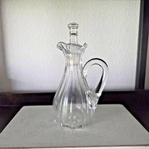 Antique Higbee Glass Cruet: EAPG Victorian Clear Pressed Glass, Patented Stopper