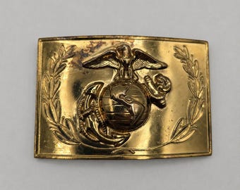 Vintage USMC Eagle Globe Anchor Goudkleurige NCO Jurk Blues Riemgesp Militair