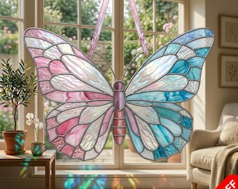 Butterfly Stained Glass Pattern: Floral Wing Suncatcher DIY Glass Art (Digital Download)