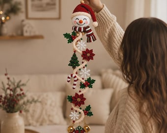 Snowman Christmas Garland Crochet Pattern PDF | Holiday Door Hanging Pattern  Winter Garland Crochet Pattern | Christmas Wall Decor