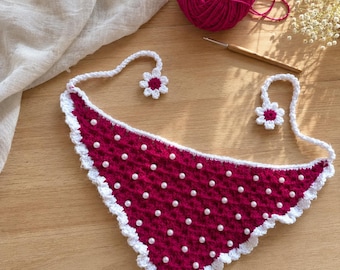 Padrão de Bandana de Crochê em PDF | Padrão de Crochê Digital em Inglês | Tutorial de Lenço de Cabeça Triangular Estilo Vovó | Faça Você Mesmo para Iniciantes e Intermediários
