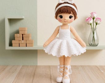 Patrón de crochet Ballerina Amigurumi, tutorial de muñeca de ballet para principiantes (Descargar PDF)