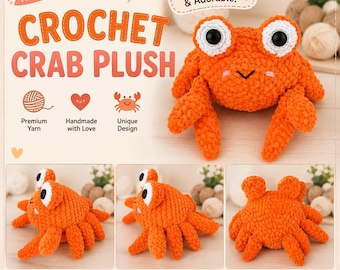 Crochet Crab Plush Pattern PDF | Cute Amigurumi Crab Tutorial | Plush Toy Crochet Pattern | Instant Digital Download