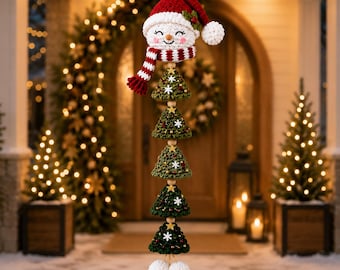 Snowman Crochet Pattern PDF | Christmas Hanging Garland Pattern | Amigurumi Ornament Tutorial | DIY Holiday Decor Digital Download