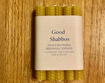 Natural Beeswax Shabbat Candles – Dripless Taper Candles, Set of 10