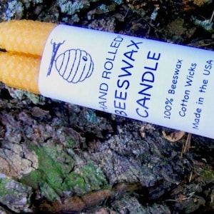 Hand Rolled Beeswax Tapers, One Pair of 8&quot; tall - 100% beeswax - Honeycomb Beeswax  -  Raw beeswax