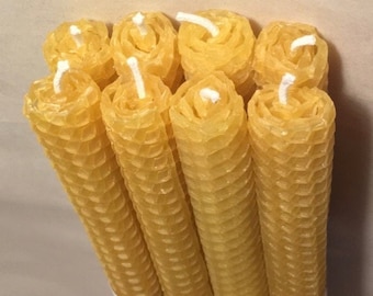 12" Natural Beeswax Dinner Candles -  12 Inch Tall Pure Beeswax Taper Candles , Set of 8