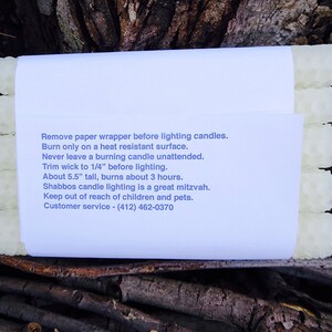 Beeswax Shabbat candles -Good Shabbos - Judaica - White / Ivory Beeswax , Set of 10 - 5.5"X3/4" Taper Candles- Kosher, Dripless,Perfect burn image 4