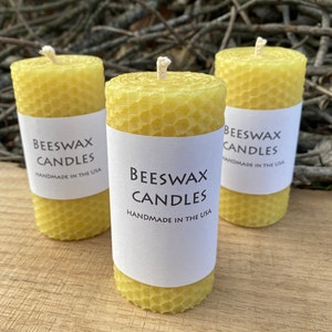 Honeycomb Beeswax Pillar Candle – Hand Rolled, 4x2, Natural Honey Scent