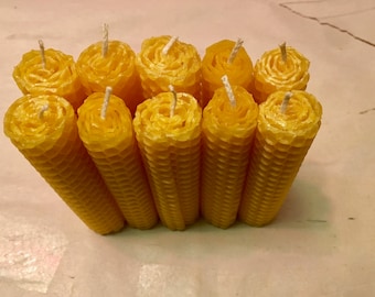 Hand Rolled Beeswax Candles - Set of 10, Dripless
