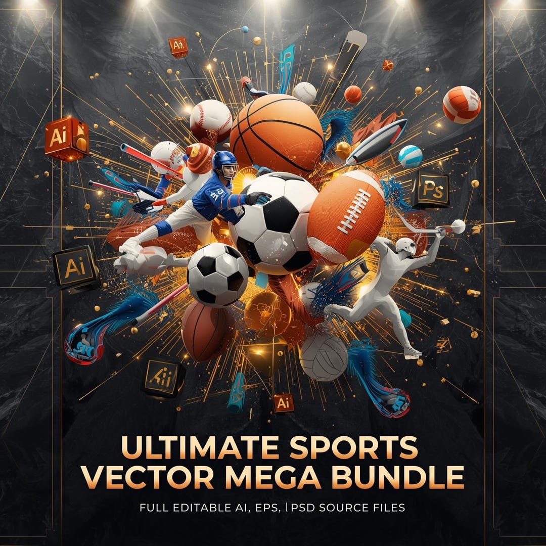 Sports Vector R Sports Vector Mega Bundle: Editable AI, EPS, PSD Files (digital ...