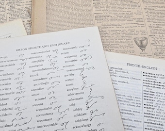 Vintage Dictionary Page Ephemera Bundle: 40+ Antique Paper Sheets for Junk Journals