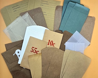 20 Assorted Small Paper Bags/Envelopes for Crafts, Scrapbooks, Bookmaking, Junk Journals | Use for Covers, Pages, Pockets, Tucks and More!