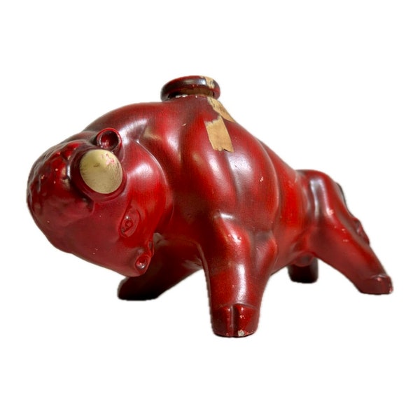 Vintage Mid Century 1969 Eric Cisen Red Ceramic Bull Decanter Empty Anatomically Correct Man Cave Distillery